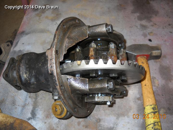 Install Diff in axle 01.jpg - Checking gears installed in rear axle. These were the 4.875, a nice compromise for highways and hills.