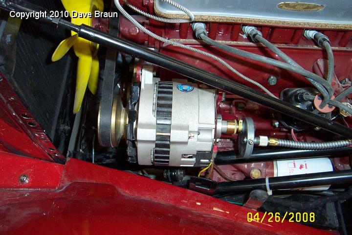 TD Alternator.jpg - He also opted for an alternator. The electrical system is somewhat modified to say the least! Notice the tach drive.