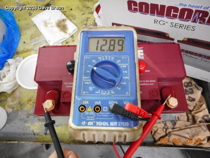 Battery replacement (1).JPG - New battery voltage as recieved. Good for install.