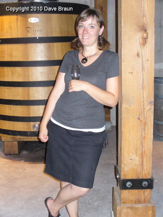 P1010807.JPG - Our tour guide. Not sure how she samples wine all day with the groups and remains steady on her feet.
