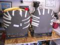 Masking tape and screws installs backboards