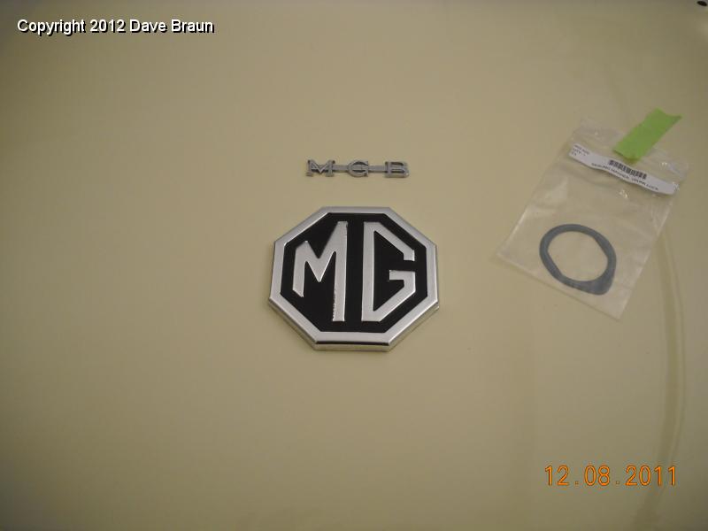 Boot medalion installed.jpg - Medalion installed, along with the MGB logo. The gasket is for the trunk lock.