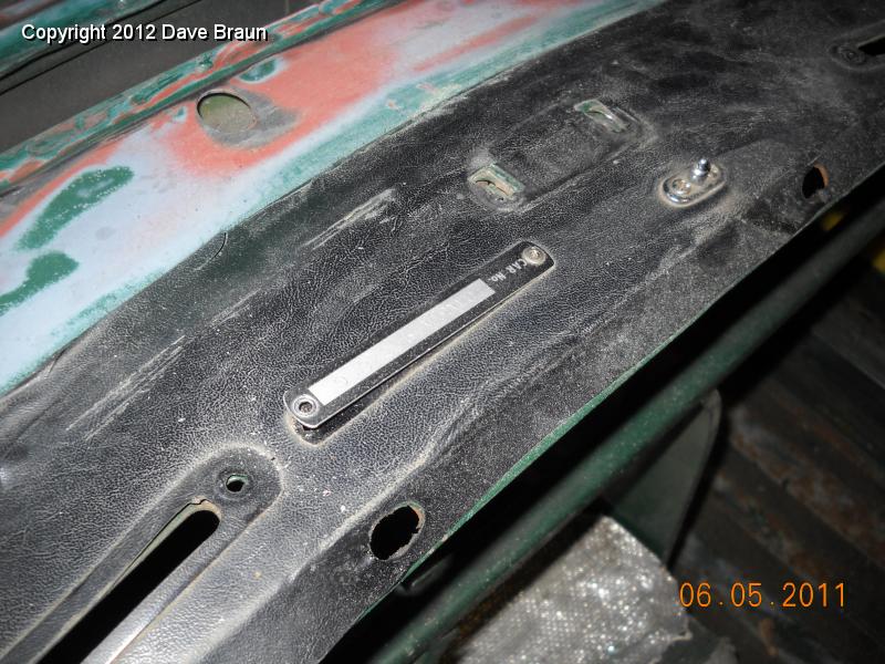 Removing vinyl dash cover note serial plate.jpg