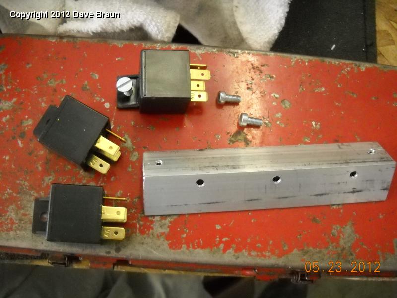 Dip, Main and Horn relays and bracket drilled and tapped 10-32.jpg